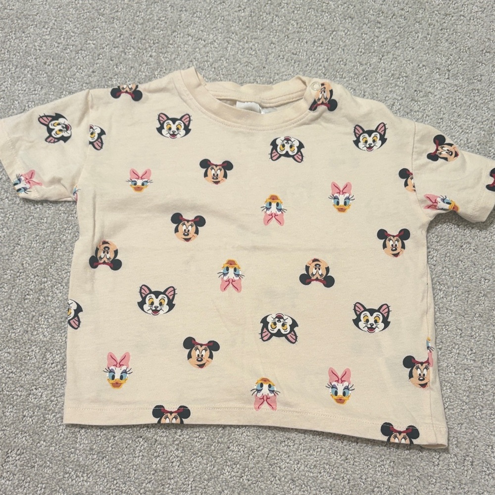 H&M Cream T-Shirt with Cartoon Characters